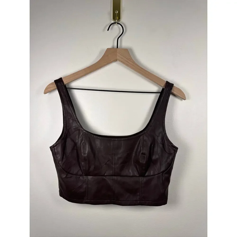 Banana Republic Faux Leather Cropped Tank Top - Picture 2 of 8